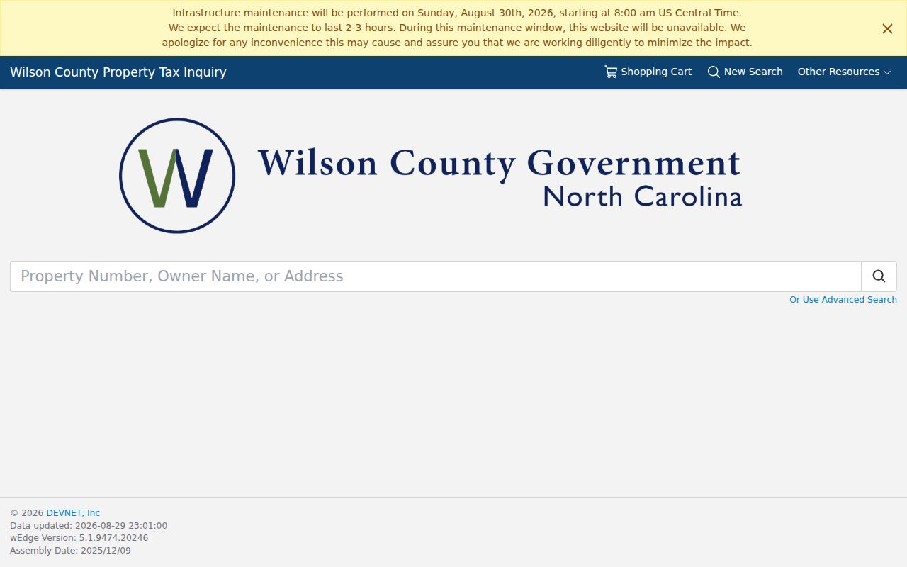 Wilson residents directory wEdge property search screen
