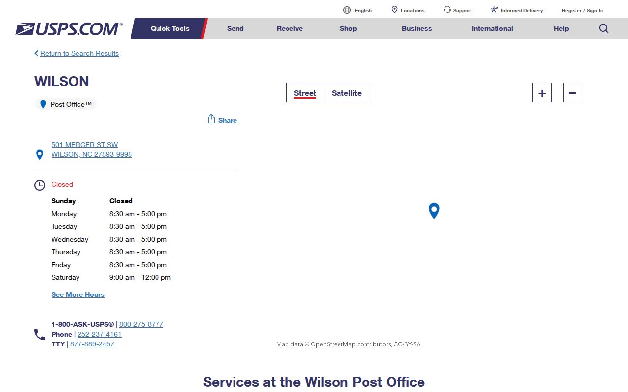 Wilson ZIP Code Directory Wilson Main Post Office 27893 record